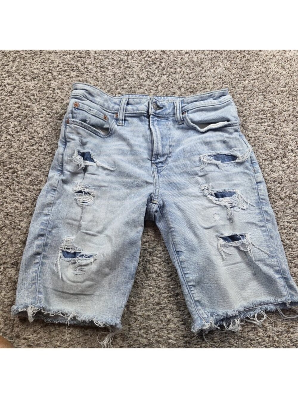 American Eagle Denim Shorts Mens 30 Distressed Dark Wash Preppy Raw Hem
